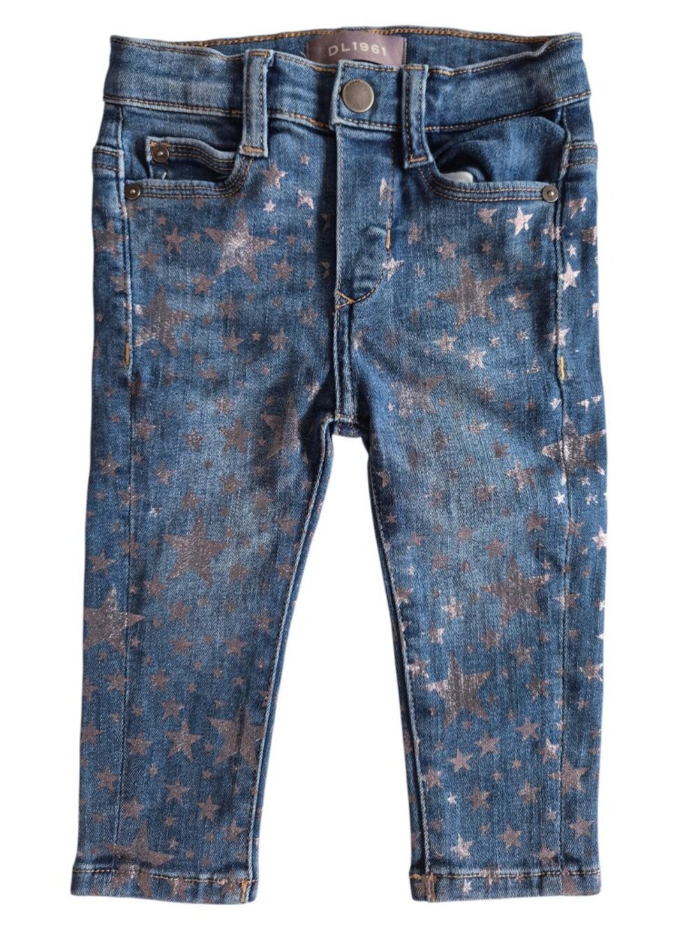 DL1961 Sophie Infant Slim Stardom Metallic Star Print jeans Baby Glam Size 12M